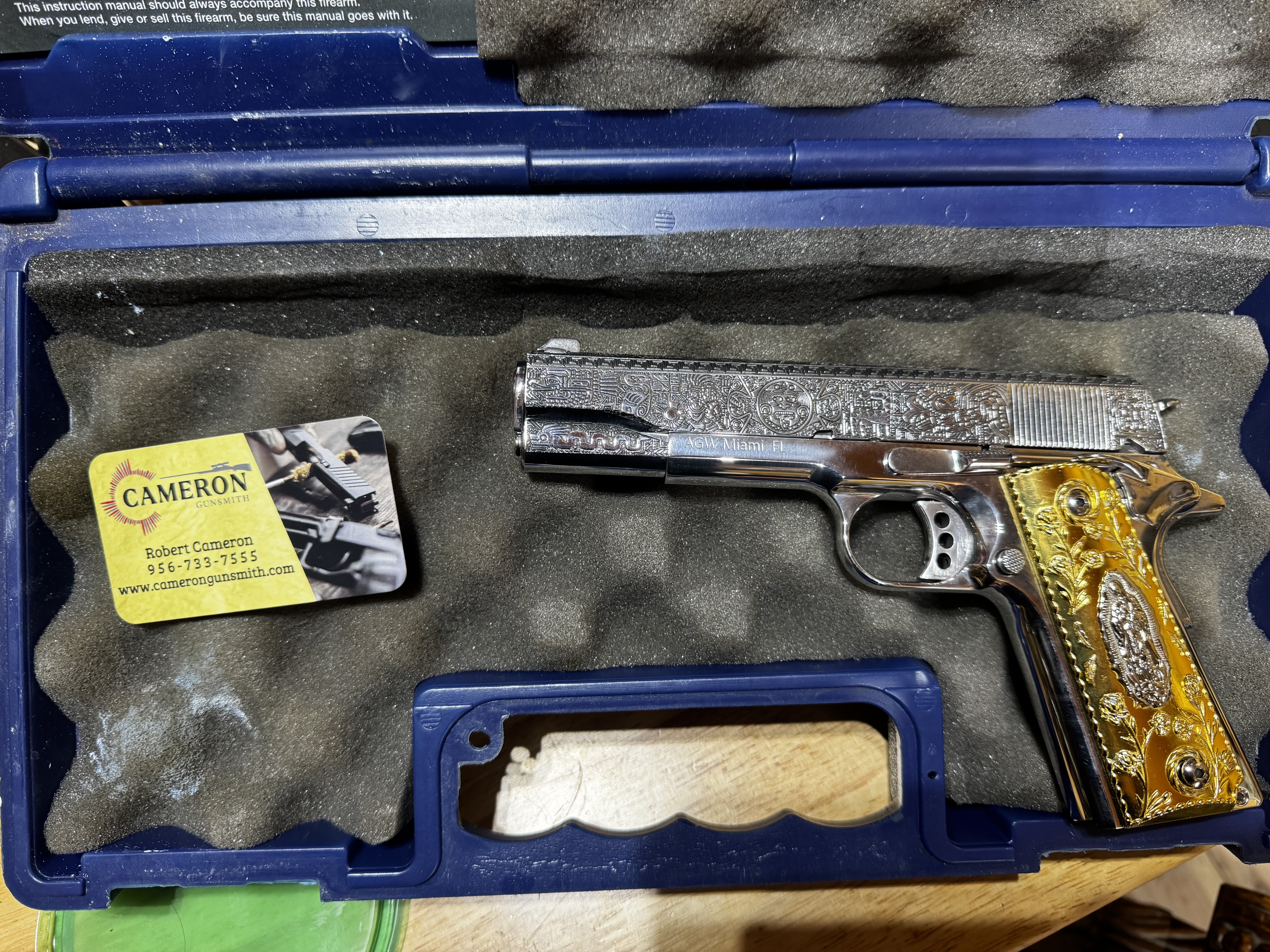 High Polished Engraved 1911 Colt Pistol